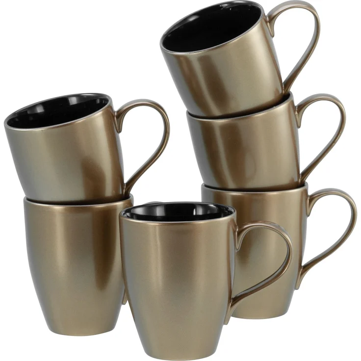 CreaTable Golden Days Schwarz, Kaffeebecher 6-tlg – Bild 1