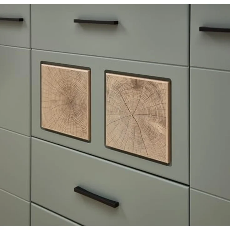 Barschrank >Kathlin< Barfach, Stauraum, LED, schilfgrün / Eiche Dekor - 120x129x37 (BxHxT) – Bild 5