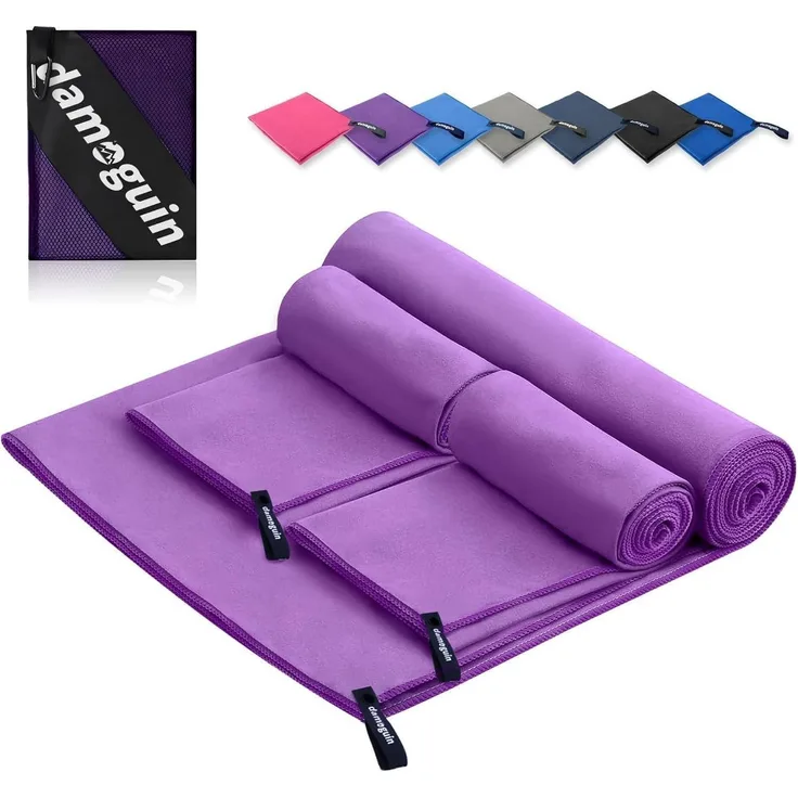 3er-Set Mikrofaser Handtuch Groß & 2 Stück Klein, Schnelltrocknende Fitness