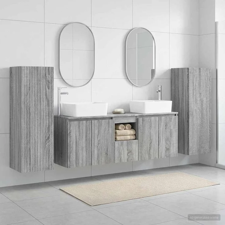 vidaXL Badezimmerschrank-Set 5 stk. Grau Sonoma 136 x 35 x 80 cm 3405999 – Bild 1