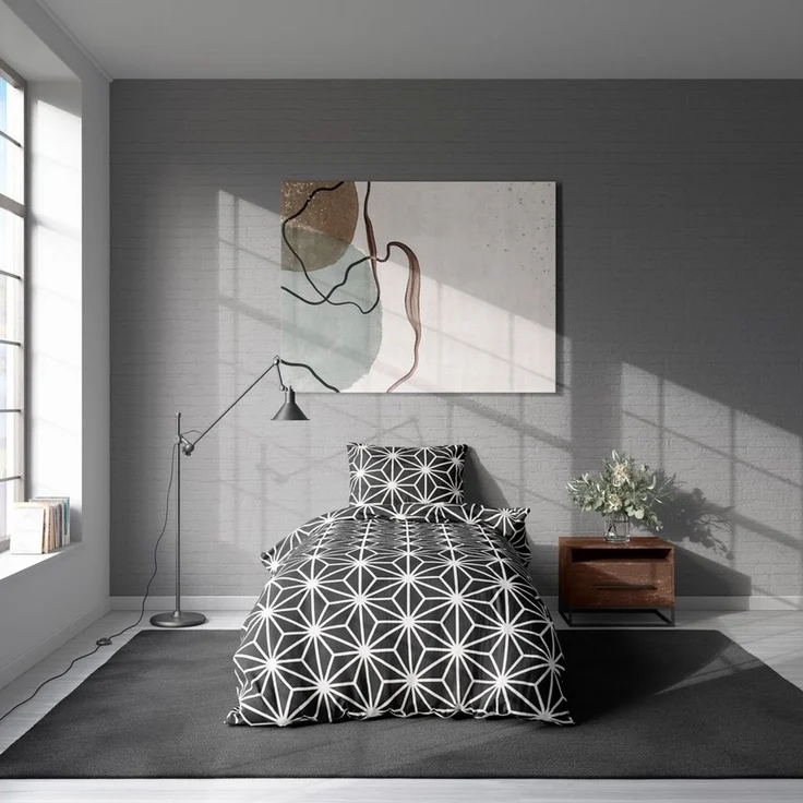 One Home Bettwäsche Stars, Mikrofaser, 4 teilig, grafische Sterne, modern Übergröße – Bild 2
