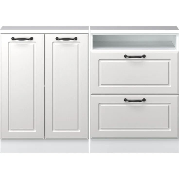 Küchenschrank für Dachschrägen R-Line Weiß Landhaus 120 cm 2er Set Vicco – Bild 4
