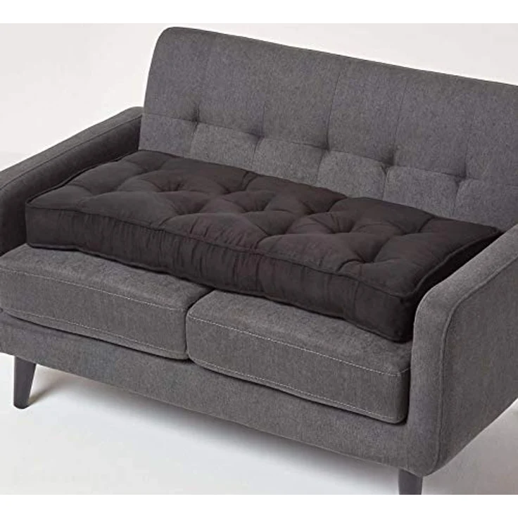 Homescapes Sitzkissen Sofa-Auflage 100x48 cm mit Veloursbezug – dickes Sitzkissen schwarz – Bild 2
