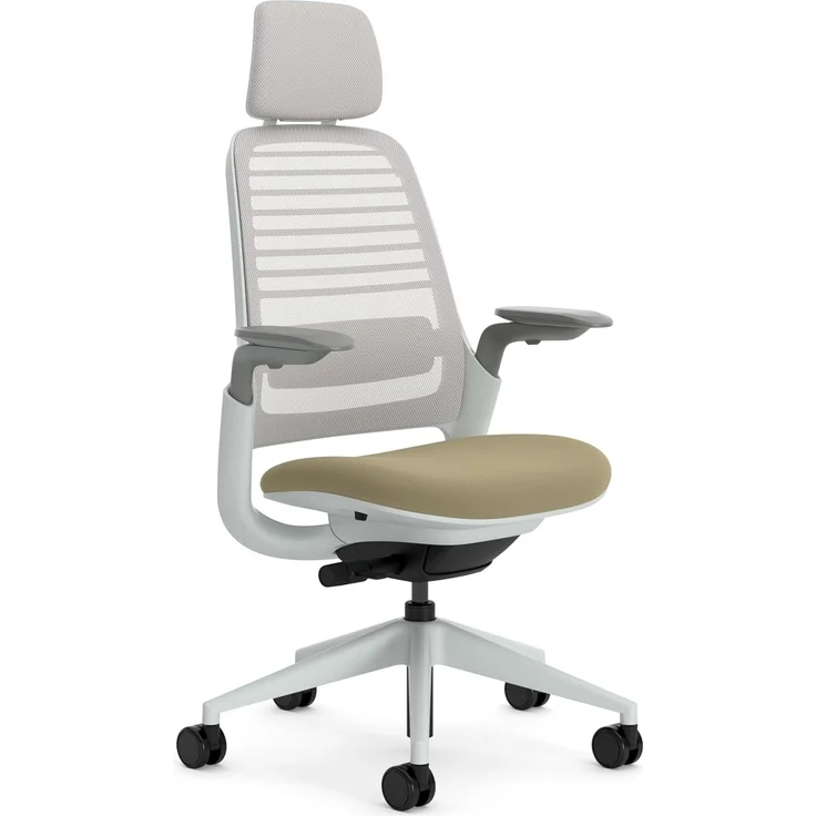Steelcase Series 1 Ergonomischer Bürostuhl mit LiveBack Lumbalstütze, 4D-Armlehnen, anpassbarer Kopfstütze Sand