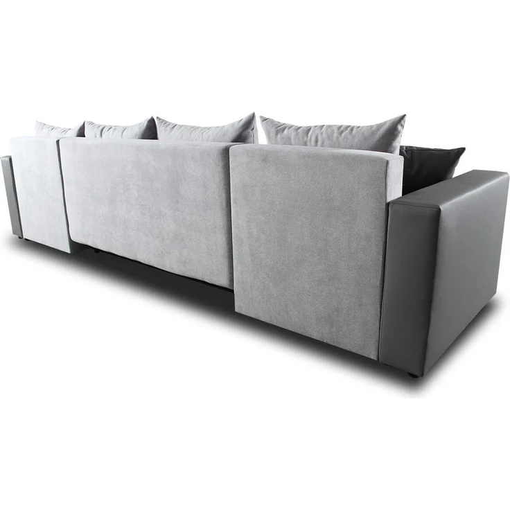 Wohnlandschaft mit Schlaffunktion Beno - U-Form Couch, Ecksofa mit Bettkasten, Couchgranitur mit Bettfunktion, Polsterecke (Schwarz + Dunkelgrau (Cayenne 1114 + Enjoy 23)) – Bild 2