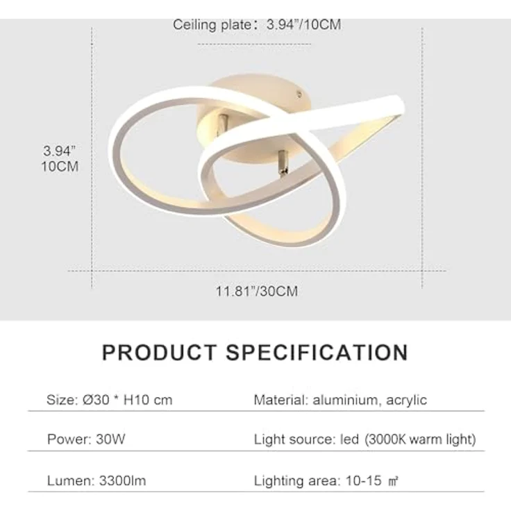 Comely LED-Deckenleuchte, 30 W 3300 lm, moderne Deckenleuchte, warmweißes Licht 3000 K, Design Blume, Acryl, LED-Kronleuchter, weiß, für Schlafzimmer, Wohnzimmer, Küche – Bild 4