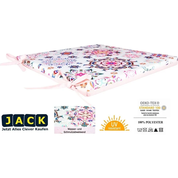 JACK Stuhlkissen JACK Motiv Outdoor Wende Stuhlkissen 40x40cm Lounge Kissen Sitzkissen, Gartenkissen, Lotus Effekt, Robust, Wasserfest, Innen & Außen – Bild 2