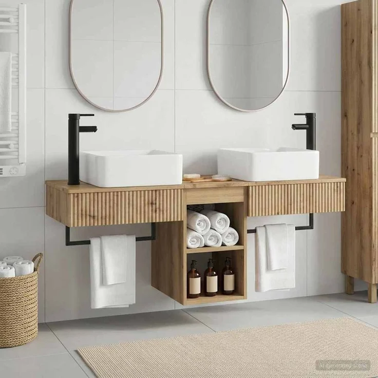 vidaXL Badezimmerschrank-Set 3 stk. Artisan-Eiche 130 x 41 x 80 cm 3405606 – Bild 1