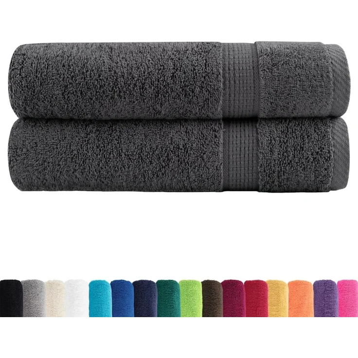 vidaXL Premium Duschtücher SOLUND 2 Stk. Anthrazit 70x140 cm 600 g/m² 137160 – Bild 2