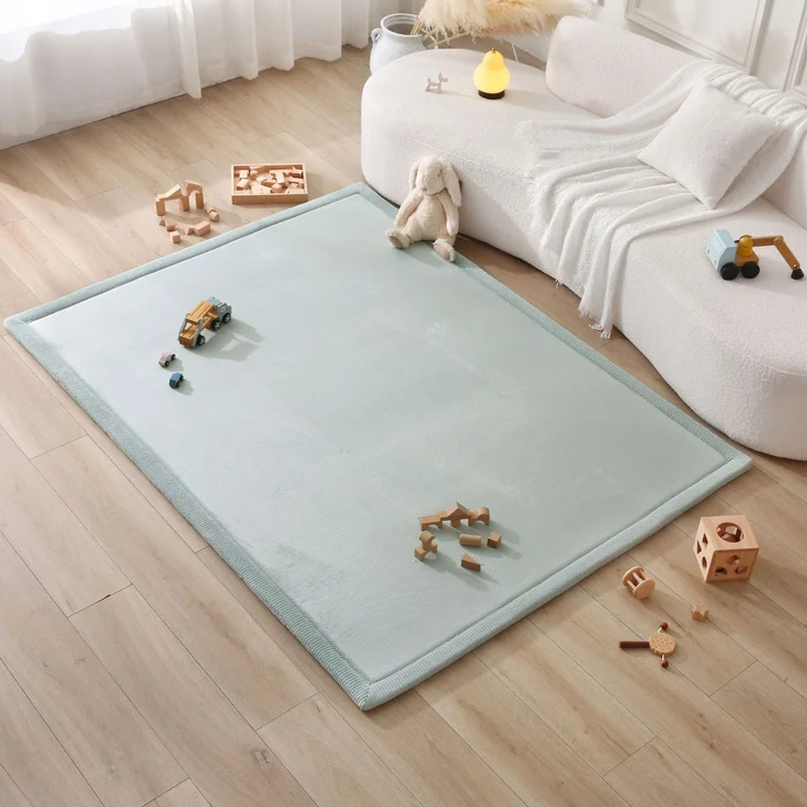 Wolkenweiche Spielmatte Baby 200x150x2,5cm, grün – Kinderzimmer Teppich mit hochwertigem Memory-Schaum – Krabbelmatte Baby mit Rutschfester Unterseite – Krabbeldecke, Kinderteppich, Tatami Matte – Bild 2