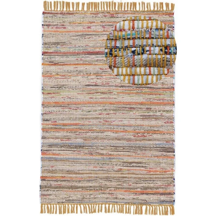 carpetfine Teppich Kelim Chindi, Wendeteppich, rechteckig, Höhe: 6 mm, handgewebt, Fleckerlteppich mit Fransen, auch vielen in Läufergrößen – Bild 1