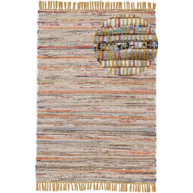 carpetfine Teppich Kelim Chindi, Wendeteppich, rechteckig, Höhe: 6 mm, handgewebt, Fleckerlteppich mit Fransen, auch vielen in Läufergrößen