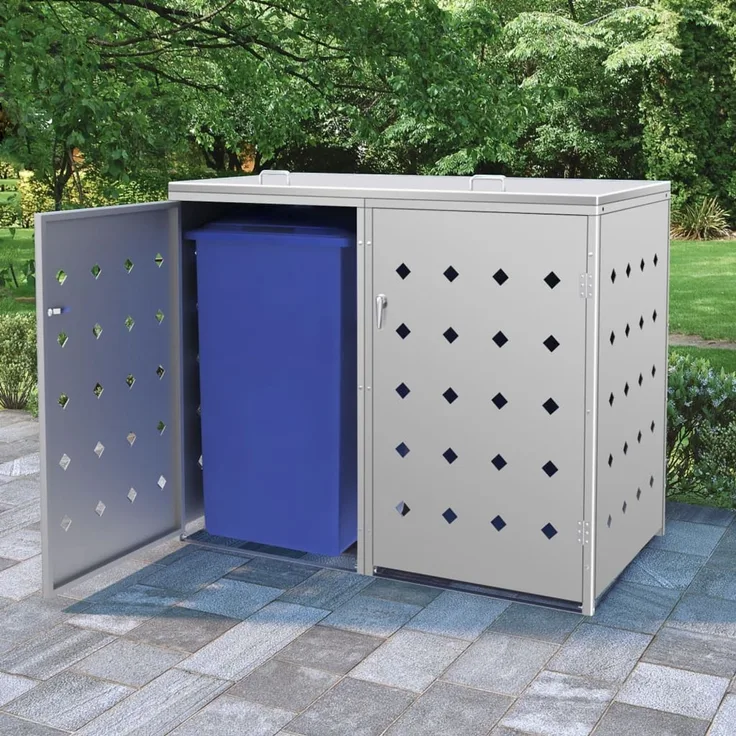 vidaXL Mülltonnenbox für 2 Tonnen 240 L Edelstahl 145380
