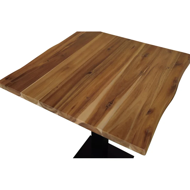 Bistrotisch Baumkante massiv 70 x 70 cm Akazie honigfarben Säulengestell schwarz IRIS 169367672 – Bild 5