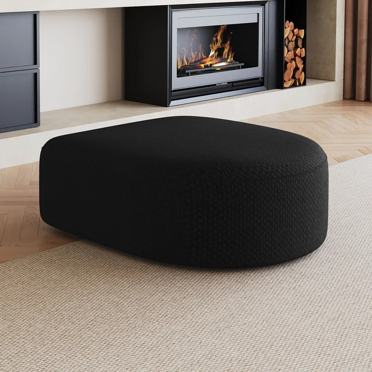 Y168-OTTOMAN-BLACK 1ottoman Black--Schwarz--87x84x38cm--YOUDENOVA