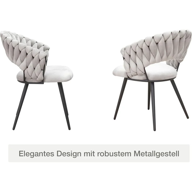 LC Home Esszimmerstuhl »Nancy« Flechtoptik Samt Armlehnstuhl Designerstuhl (Einzelstuhlset, 2 St), Gestell aus Metall – Bild 8