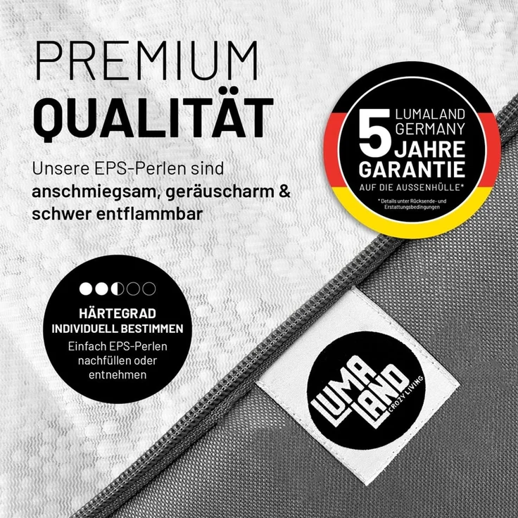 Lumaland Sitzsack-Sofa, Polyester, Eckteil, Cord - Senfgelb, 70 x 81 x 81 cm – Bild 7