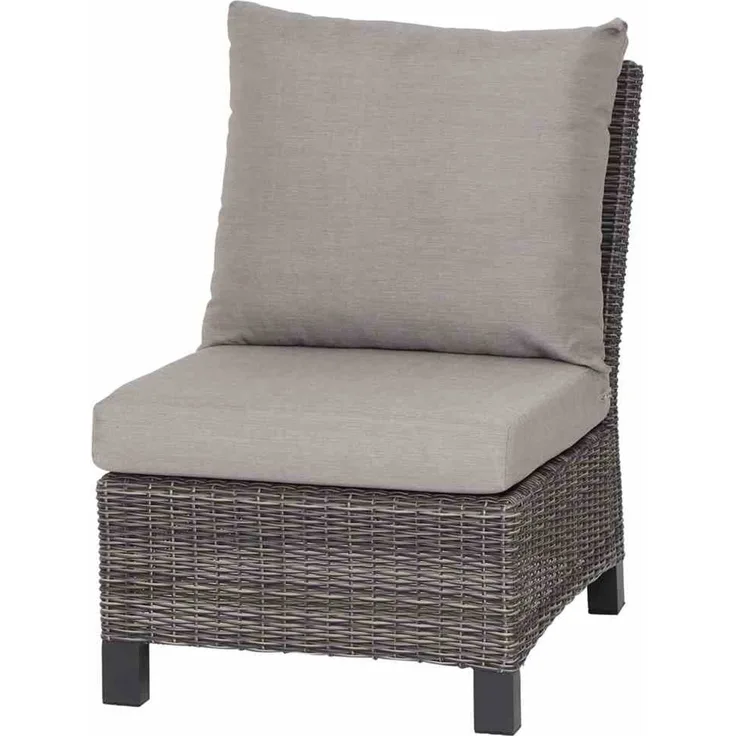 Corido Modul Mitte Gestell Alu matt-anthrazit, Gardino®-Geflecht charcoal grey, mit Sitz- u. Rückenkissen taupe meliert