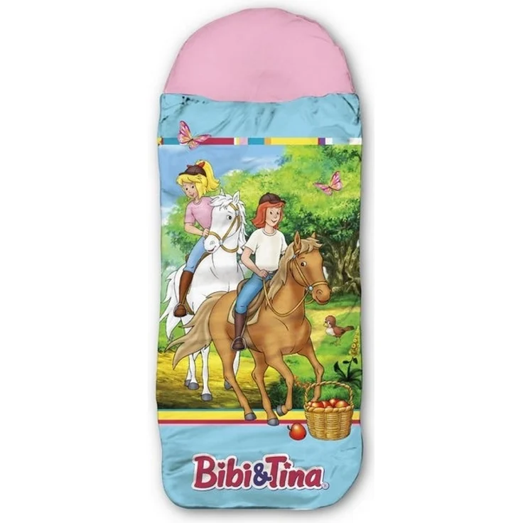 BERONAGE Kinderschlafsack Bibi und Tina Freunde Blau/Rosa Kinder-Schlafsack, 140 cm + 30 cm (Kapuze) x 70 cm – Bild 4