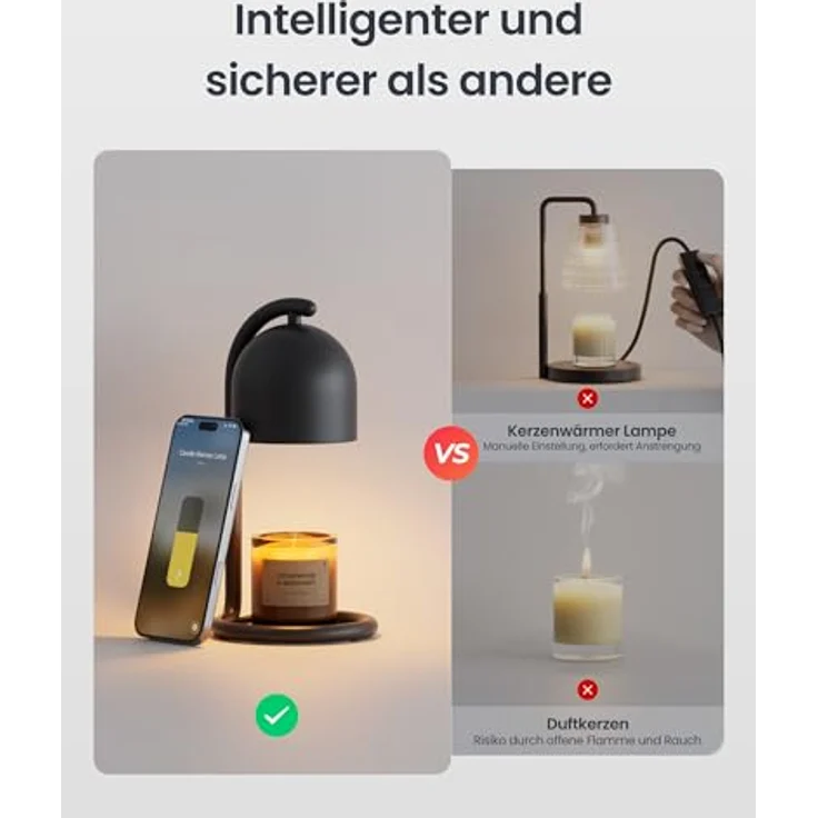 SwitchBot Smart Kerzenwärmer Lampe, Elektrische Duftlampe mit Timer und Dimmer, Matter-kompatibel für Apple Home & Alexa, Schwarz – Bild 3