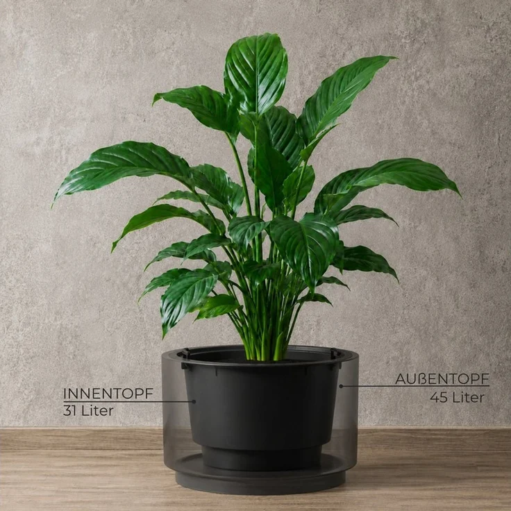 matches21 HOME & HOBBY Blumentopf Großer außen Blumentopf NIVO rund 47 x 30 cm anthrazit (2 St), Moderner Pflanztopf Outdoor Pflanzkübel wetterfest – Bild 3