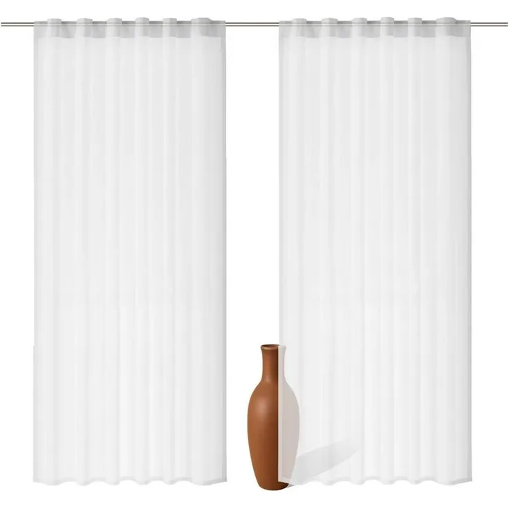 2er Set Schlaufenschal Voile 245 cm weiß transparent - Höhe (cm): 245, Farbe: Weiss