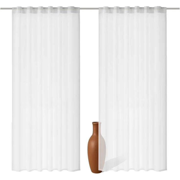 2er Set Schlaufenschal Voile 245 cm weiß transparent - Höhe (cm): 245, Farbe: Weiss