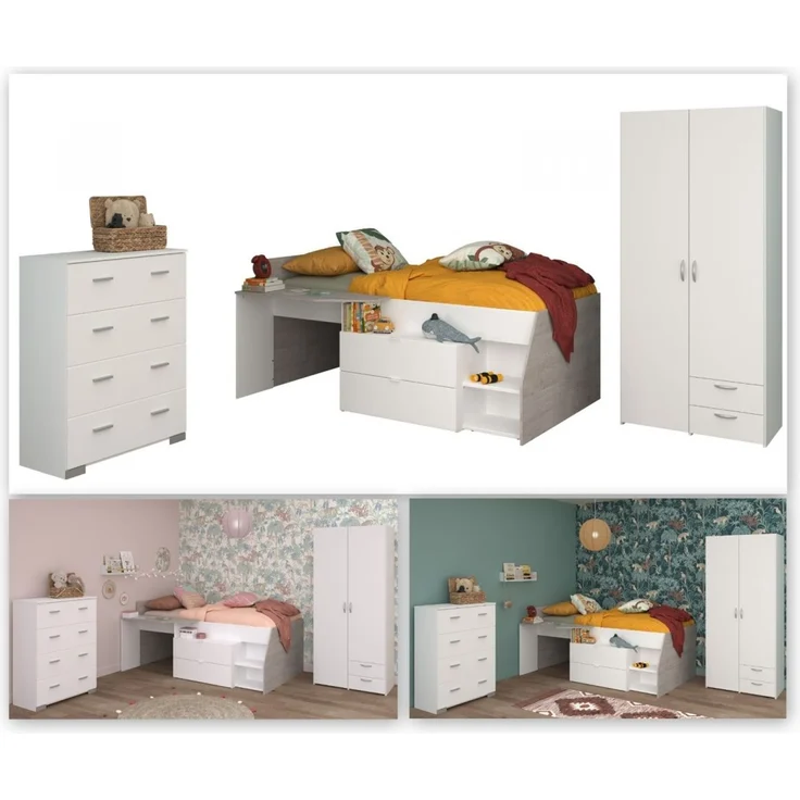 Parisot Kinderzimmer und Jugendzimmer Milky in weiß und grau Loft Set 3-tlg. – Bild 5