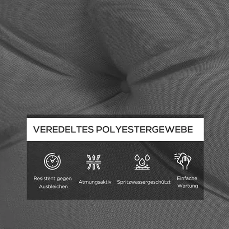 Outsunny Sitzkissen Palettenkissen 2 teilige Bankauflage mit UV-Schutz, für Palettensofa, Balkon, Polyester, Dunkelgrau – Bild 4