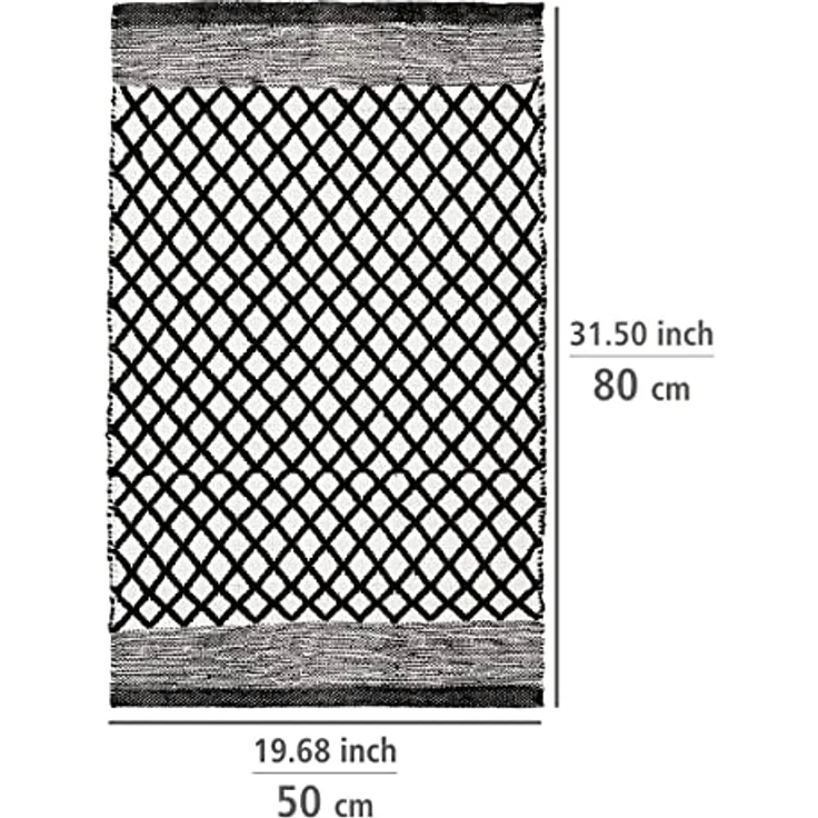 WENKO Badematte Tara, nachhaltiger Badteppich aus 100% Polyester, Ethno-Design Schwarz-Weiß, 50 x 80 cm, rutschhemmend, waschbar bis 40°C – Bild 4
