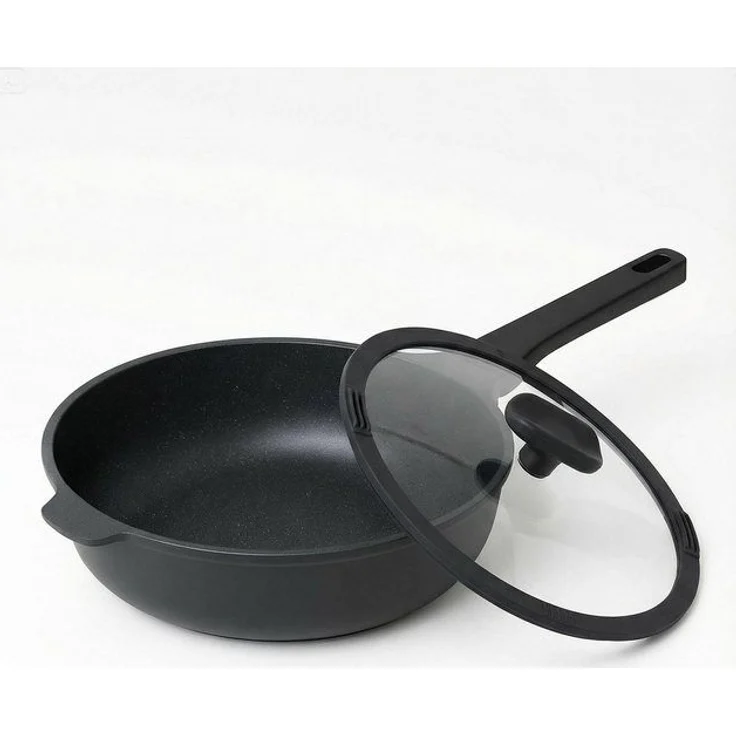 Mulex Schmorpfanne Schmorpfanne extra tief 28 cm inklusive Deckel, Aluguß (langlebige Antihaftbeschichtung, 2-tlg, extra dicker Thermoboden), Induktionsgeeignet – Bild 4