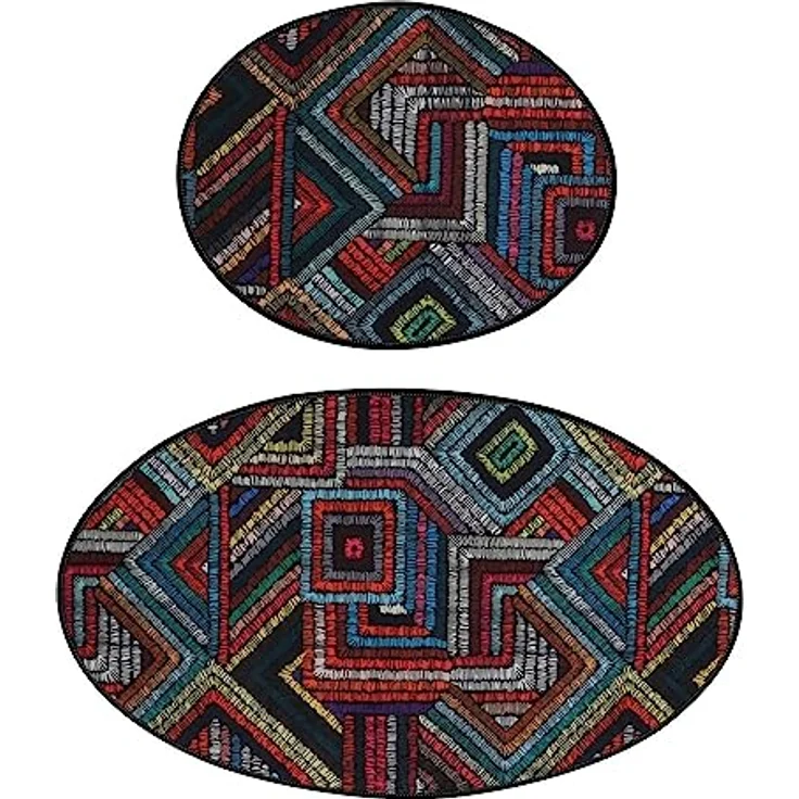 Badteppich-Set, 2-teilig, geometrisch, Farbe – Bild 4
