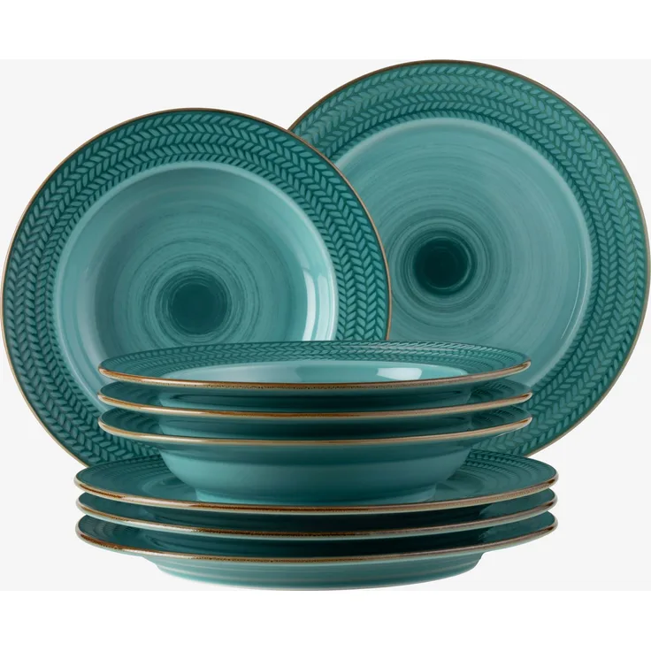 Mäser 931944 Tafelservice Prospero für 4 Personen, Porzellan, blau (1 Set, 8-teilig)