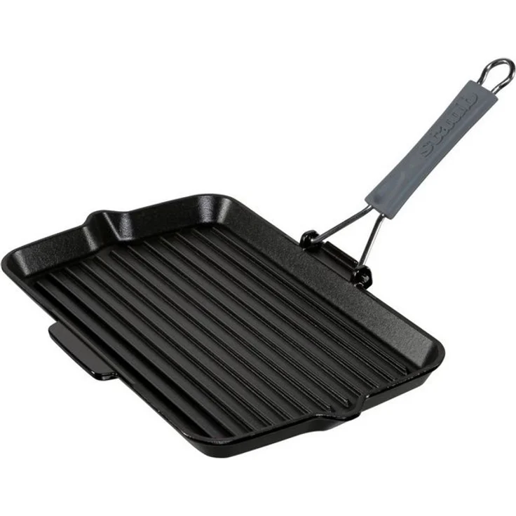 Staub Grill Pans Grillpfanne mit Ausgießnase 34 cm, Gusseisen, Schwarz – Bild 2