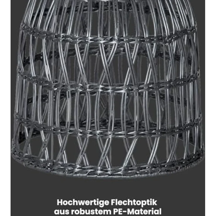 STAR TRADING Lampenschirm Lampenschirm Rattanstil KNUTE wetterfest Kunststoff grau D: 30cm – Bild 3