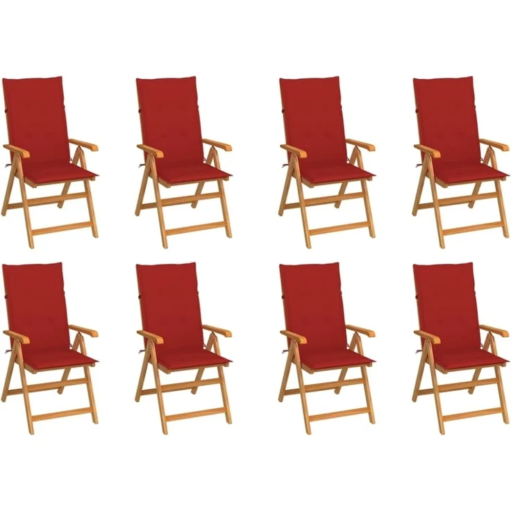 vidaXL Verstellbare Gartenstühle mit Auflagen 8 Stk. Massivholz Teak 3072547 – Bild 1