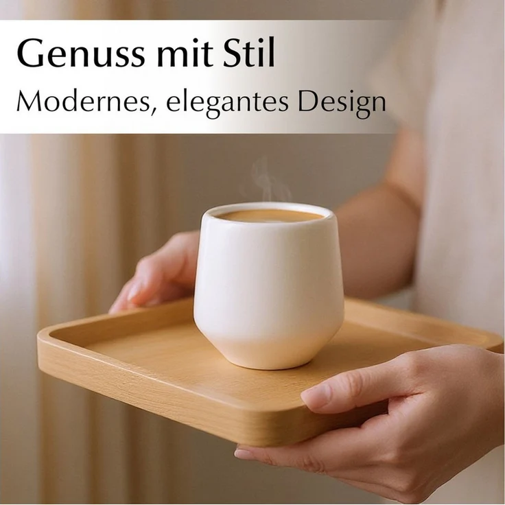 MiaMio Espressotasse Luxe ohne Henkel, 90 ml, Weiß, 4-tlg, Keramik, Ristretto & Doppio, dickwandig, modern – Bild 2
