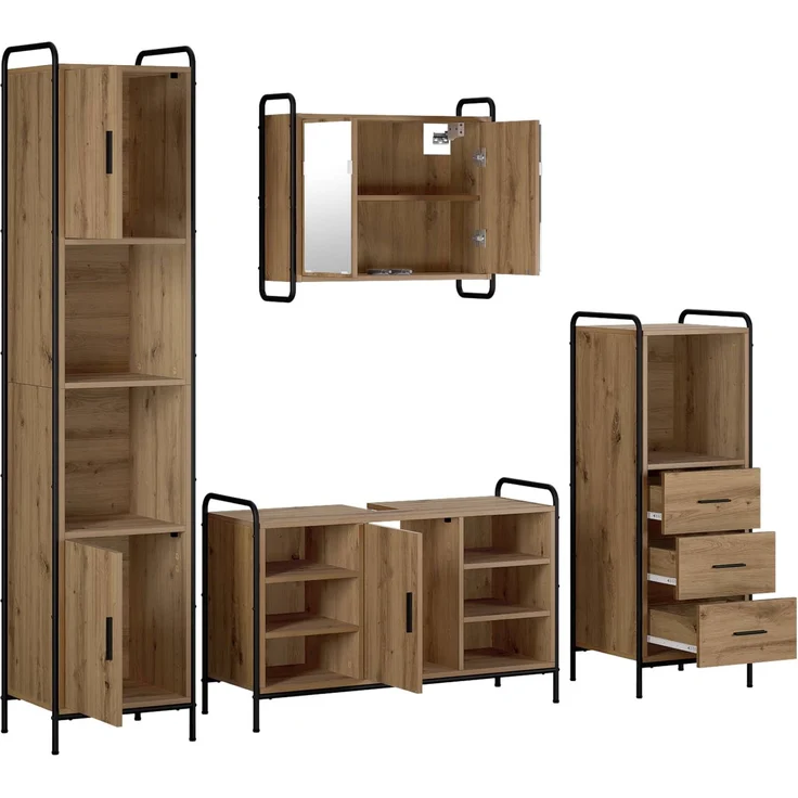 vidaXL Badezimmerschrank-Set 4 stk. Artisan-Eiche 40 x 36 x 181 cm 3444638 – Bild 7