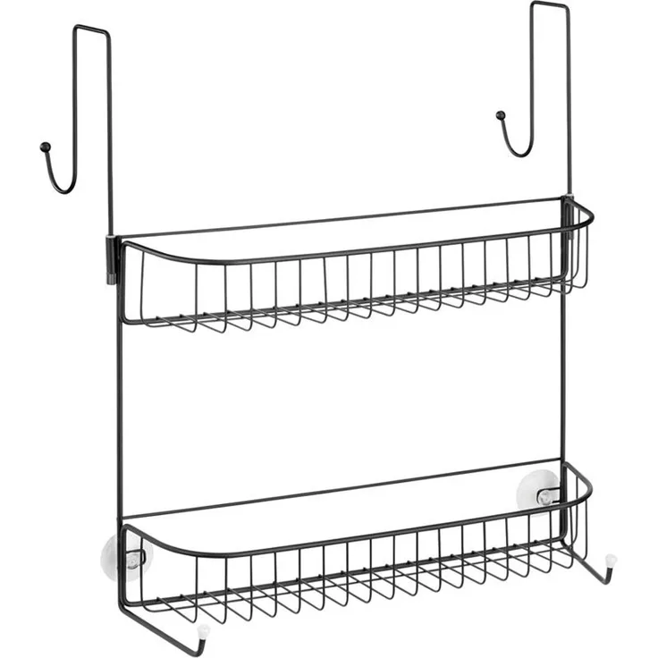 mDesign Duschregal Duschkorb Duschablage 2 Ablagen Metall Schwarz Ohne Bohren