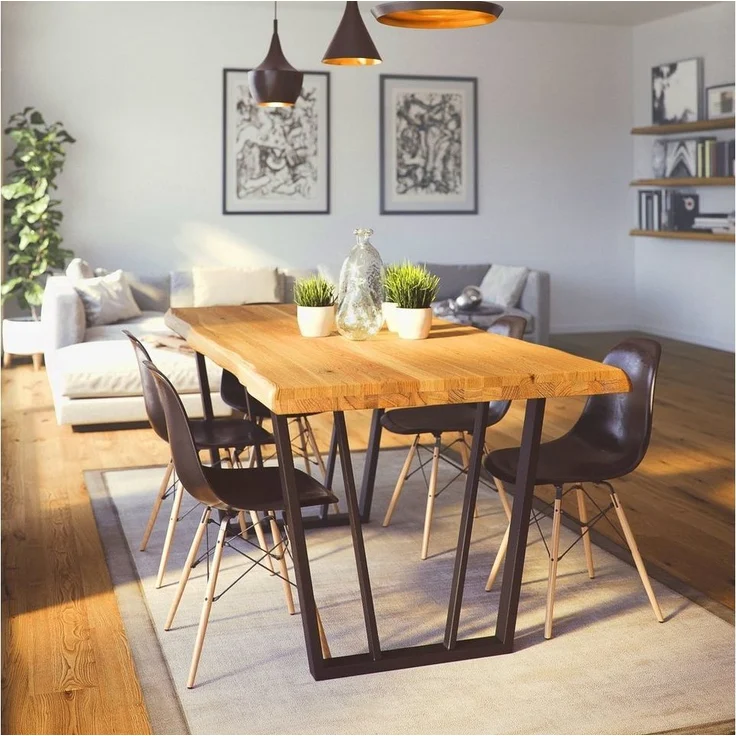 Krok Wood Esstisch Krok Wood Esstisch Lisbon aus Massivholz mit Metallbeine – Bild 5