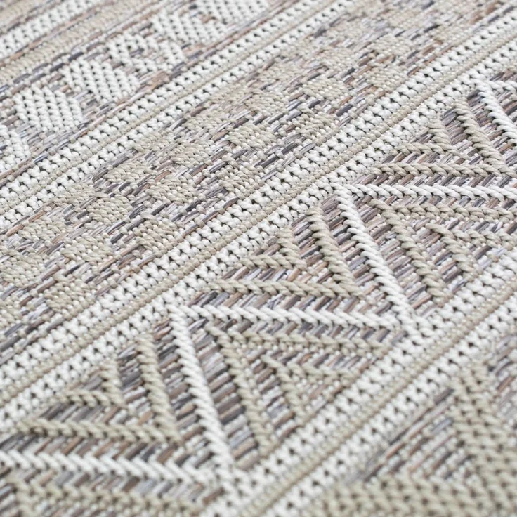 Carpetia Outdoorteppich In- & Outdoor Teppich Sisal Optik Balkon Rautenmuster beige braun, rechteckig – Bild 4