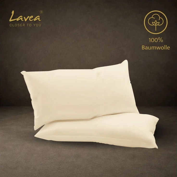 Lavea Kissenbezug 2er Set 100% Baumwolle flauschig, Jasmin, Kissenhülle, Kissenbezüge, (2 Stück), pflegeleicht, langlebige Qualität, mit Reißverschluss – Bild 3