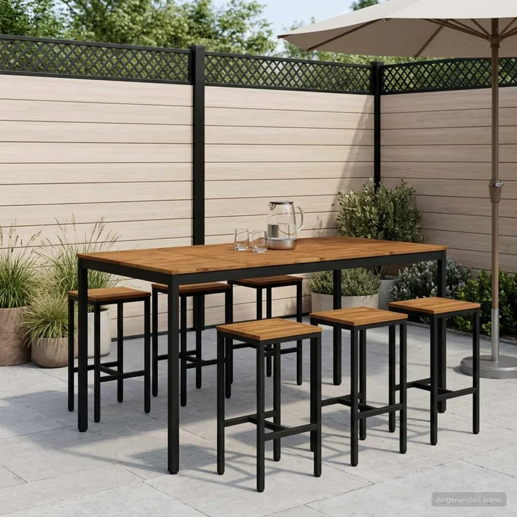 vidaXL Gartenbar-Tisch NAARDEN Natürlich und Schwarz 3394422 – Bild 1