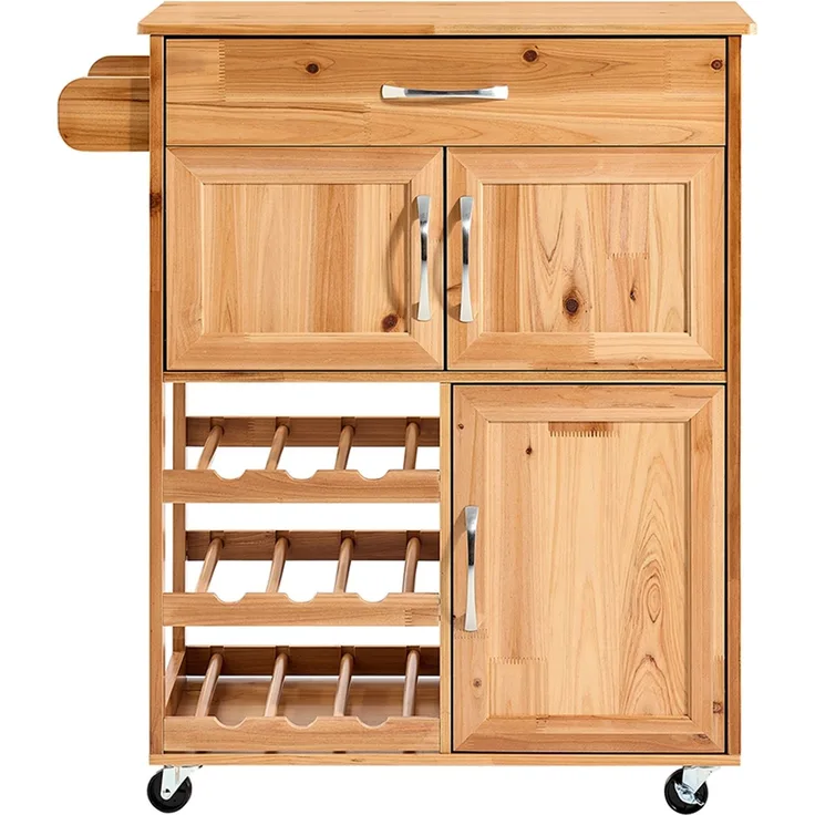 SoBuy FKW45-N Küchenwagen, Massivholz, Lackiert, Hellbraun, 75 x 86 x 38 cm