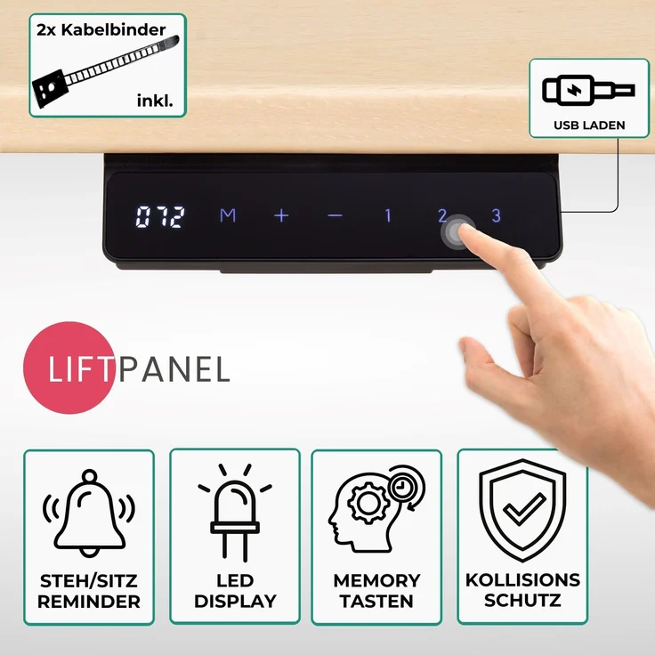 Albatros höhenverstellbares Schreibtisch Tischgestell elektrisch | LIFT S5 Weiß | Gestell, Tischbeine, Tischfüße Metall | Display | 120Kg belastbar – Bild 7