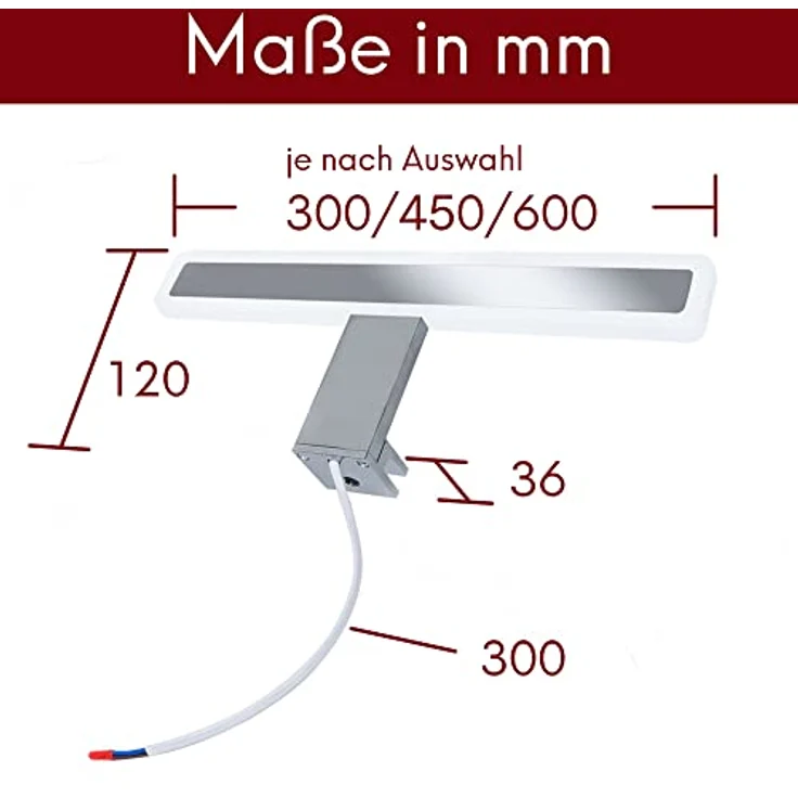 kalb LED Spiegelleuchte Mera LED Badleuchte Badlampe Spiegellampe Spiegelleuchte 230V, 600mm warmweiss, warmweiß – Bild 7