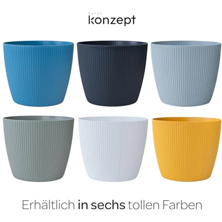KONZEPT Blumentopf groß, gerillte Struktur 26/30cm, Übertöpfe für Zimmerpflanzen, aus Kunststoff ideal für Wohnzimmer, Küche und Balkon – Bild 3