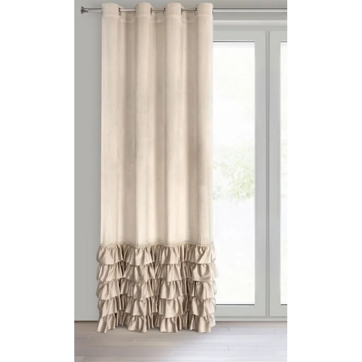Eurofirany 'CARLI' Ösenvorhang mit Rüschen, Velours, Polyester beige, 140x250 cm – Bild 3