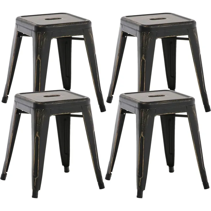 CLP 4er Set Hocker Armin aus Metall - Farbe:schwarz-gold