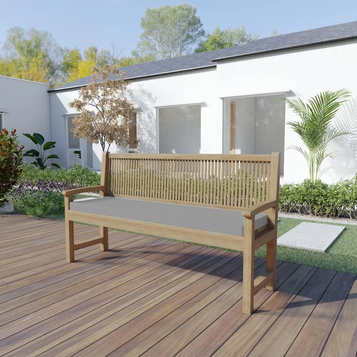 chilly pilley Bankkissen Bankauflage Polsterauflage Reißverschluss mit Schlaufen Kissen für Gartenbank Gartenbankauflage für Gartenmöbel Sitzkissen & Rückenkissen Outdoor (170 x 40 x 5 cm, Silber) – Bild 2
